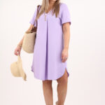 Sukienka z guzikami z przodu liliowa