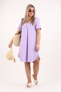 Sukienka z guzikami z przodu liliowa