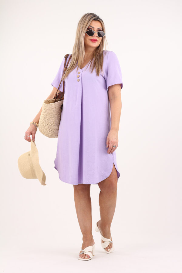 Sukienka z guzikami z przodu liliowa