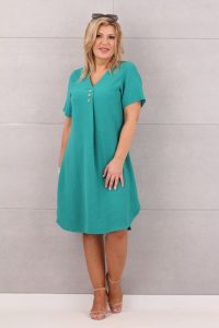 Sukienka z guzikami z przodu morska