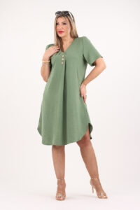Sukienka z guzikami z przodu zielona