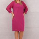 Sukienka z szyfonowym rękawem amarantowa