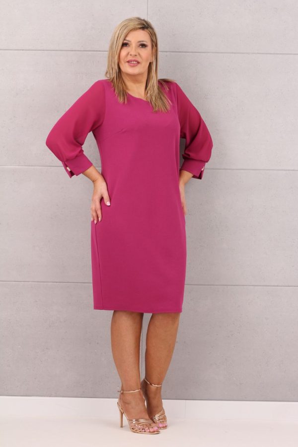 Sukienka z szyfonowym rękawem amarantowa