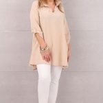 Tunika damska plus size beżowa