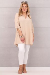 Tunika damska plus size beżowa