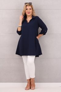 Tunika damska plus size granatowa