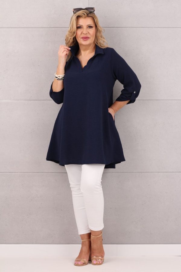 Tunika damska plus size granatowa