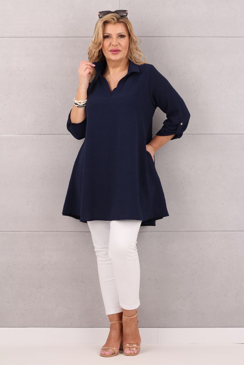 Tunika damska plus size granatowa