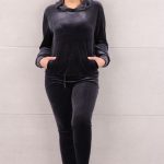 Welurowy komplet dresowy szary