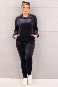 Welurowy komplet dresowy szary