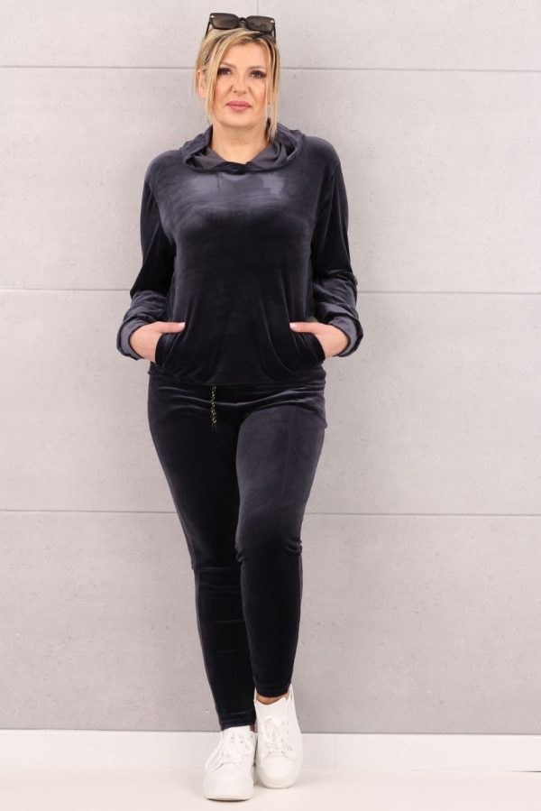 Welurowy komplet dresowy szary