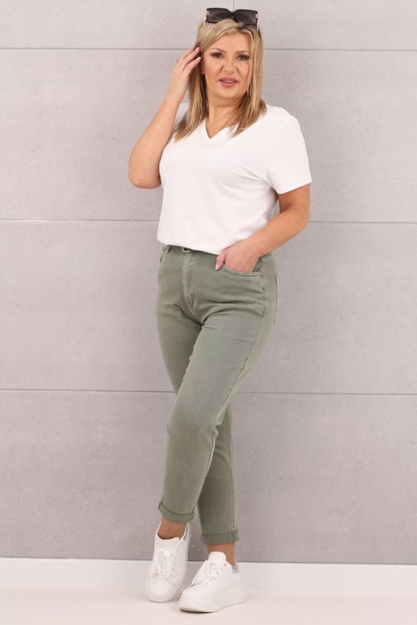 Luźne zielone spodnie jeansowe