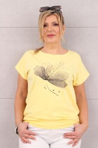 Bluzka oversize z nadrukiem kwiatowym żółta