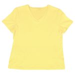Żółty t-shirt damski z dekoltem V