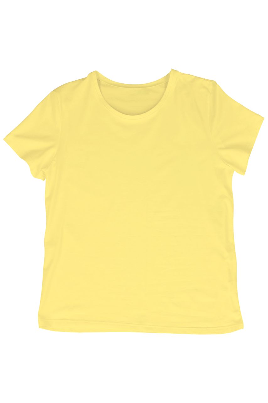 Żółty t-shirt damski z okrągłym dekoltem