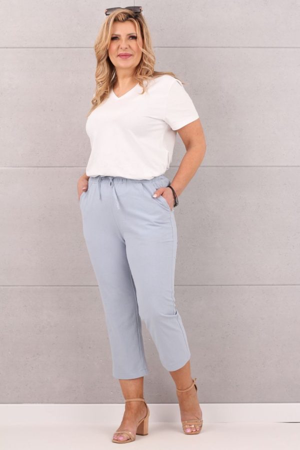 Spodnie rybaczki damskie na lato błękitne