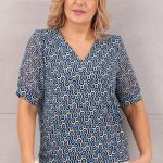 Elegancka bluzka ze ściągaczem w pawie oczka