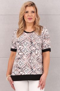 Bluzka ze ściągaczem w geometryczne wzory