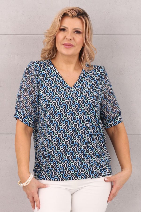 Elegancka bluzka ze ściągaczem w pawie oczka