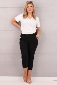 Spodnie rybaczki z ozdobnymi guzikami czarne