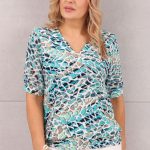 Elegancka bluzka ze ściągaczem w panterkę