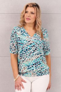 Elegancka bluzka ze ściągaczem w panterkę