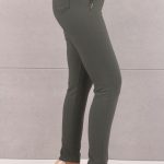 Elastyczne spodnie damskie z wysokim stanem zielone