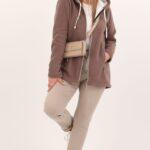 Polar damski brązowy rozpinany – bluza plus size z kapturem