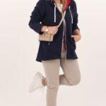 Polar damski granatowy rozpinany – bluza plus size z kapturem