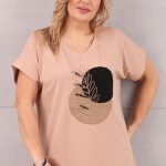 Luźna bluzka ze zdobieniem beżowa