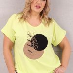 Luźna bluzka ze zdobieniem limonkowa