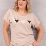 Beżowa bluzka damska w serca