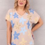 Beżowa bluzka damska ze ściągaczem na dole