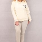 Bluza damska z kapturem wzór serce łapka biała