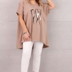 Tunika z krótkim rękawem plus size beżowa