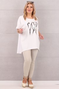 Tunika z krótkim rękawem plus size biała