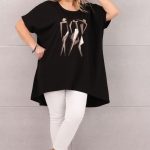 Tunika z krótkim rękawem plus size czarna