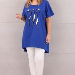 Tunika z krótkim rękawem plus size chabrowa