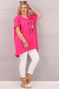 Tunika z krótkim rękawem plus size różowa