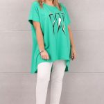 Tunika z krótkim rękawem plus size zielona