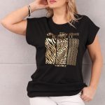 Czarna koszulka ze złotym nadrukiem