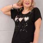 Czarna bluzka damska w serca