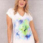 Elegancka bluzka z krótkim rękawem z kwiatem