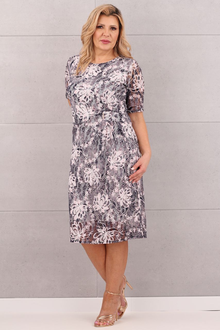 Elegancka sukienka ołówkowa koronkowa w kwiaty