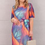 elegancka-sukienka-olowkowa-z-siatki-pomaranczowo-niebieska (4)