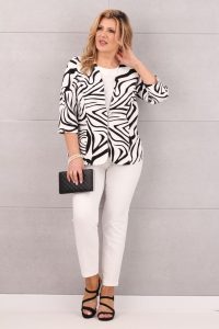 Elegancki damski żakiet biało-czarny