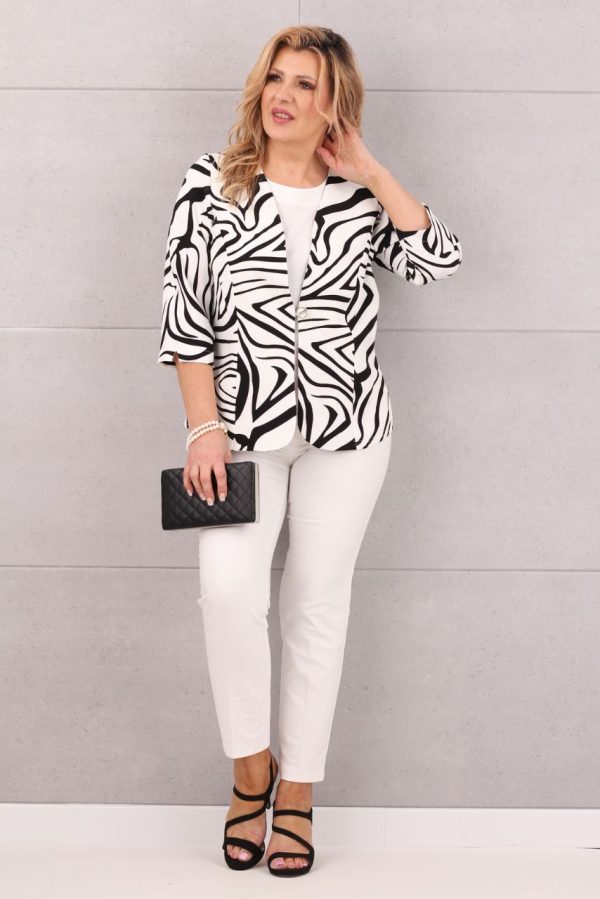 Elegancki damski żakiet biało-czarny