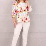 Elegancki żakiet damski w kwiaty kolorowe