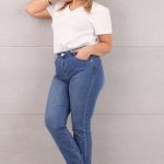 Jeansy damskie proste nogawki wysoki stan