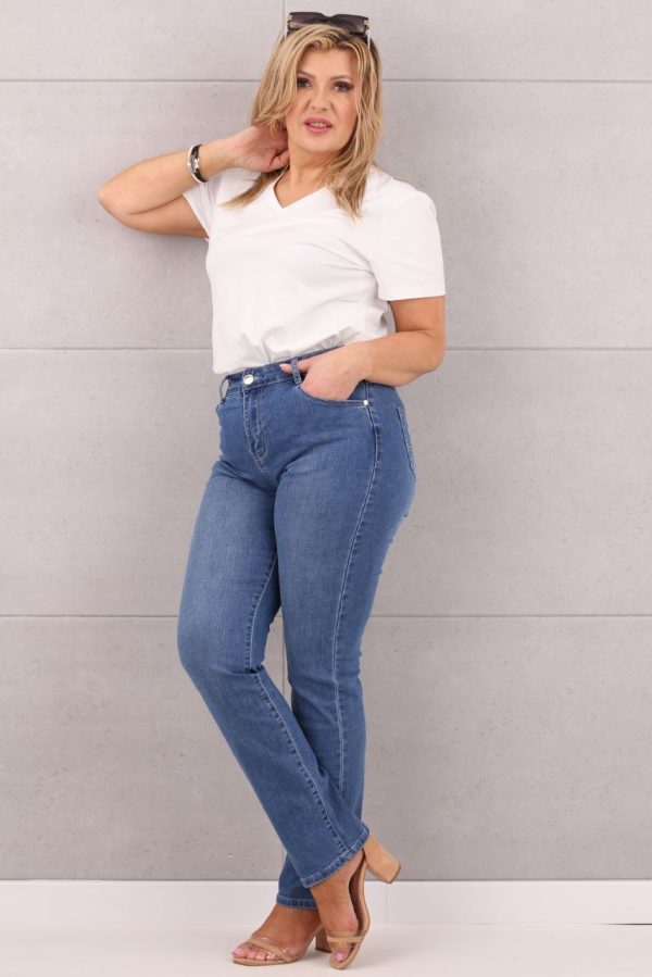 Jeansy damskie proste nogawki wysoki stan